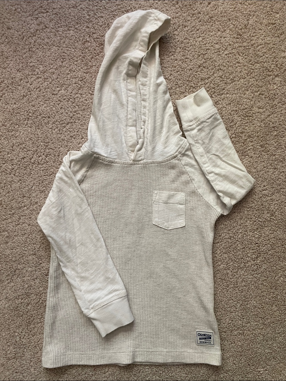 OshKosh B'gosh Cream Hooded Waffle-Knit Pullover